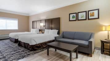 Premium bedding, down comforters, pillowtop beds, desk