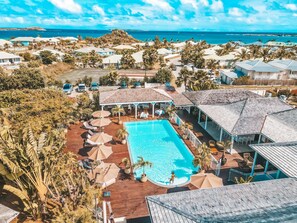 Outdoor pool, sun loungers