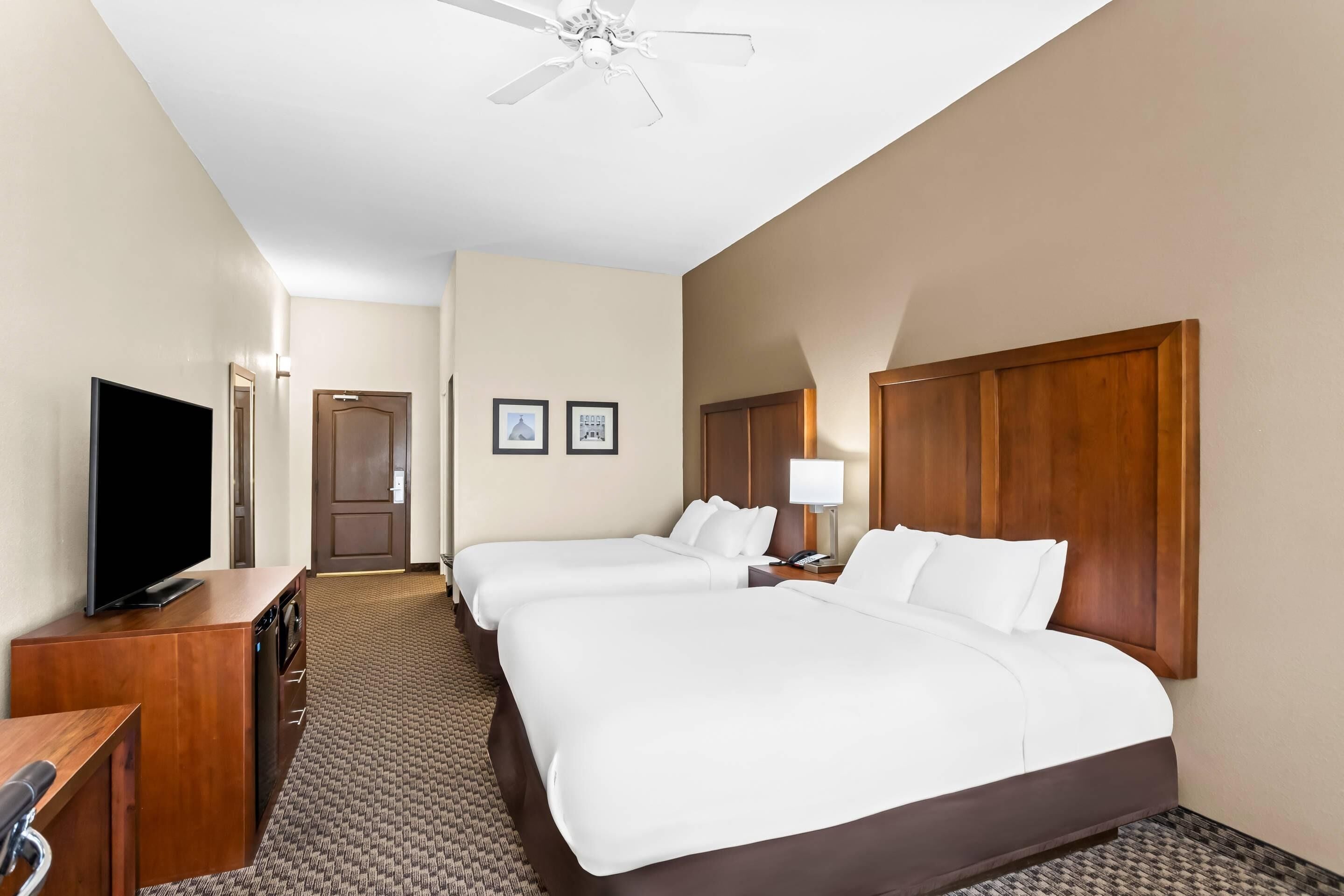 Standard two queens non smoking | Premium bedding, Select Comfort beds, desk, laptop workspace