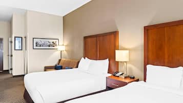 Premium bedding, Select Comfort beds, desk, laptop workspace