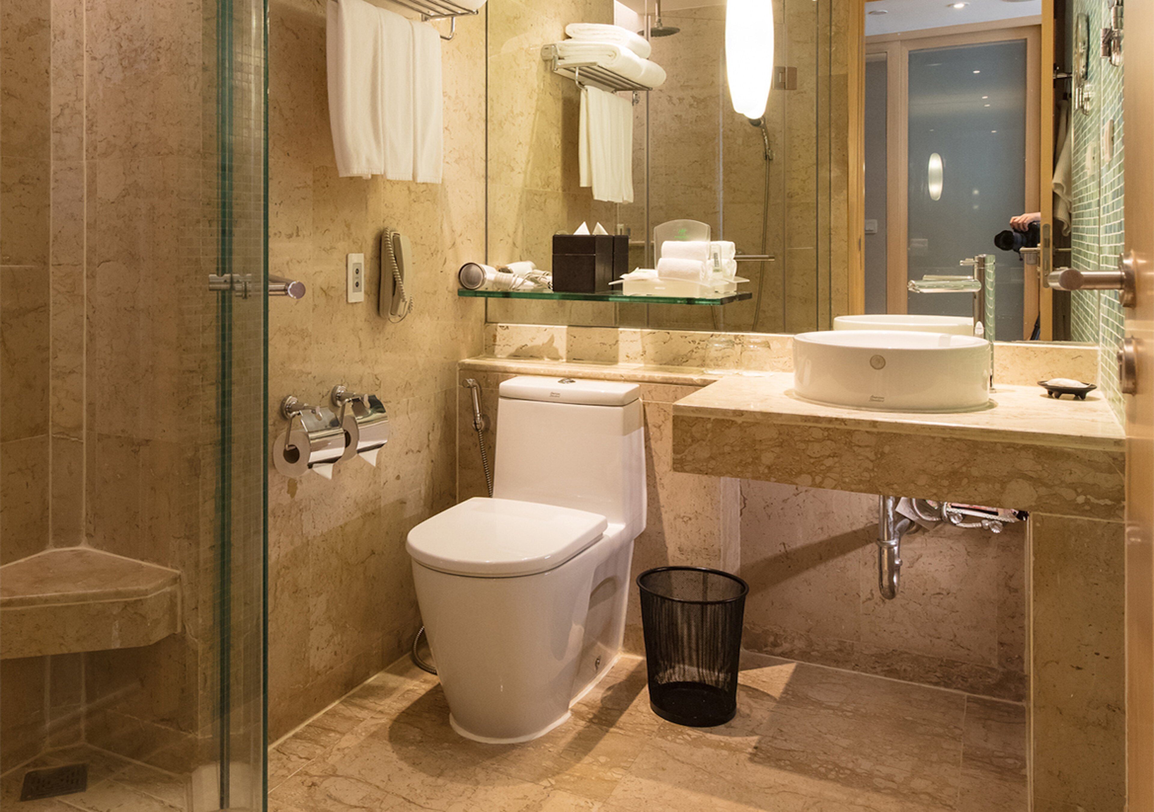 free toiletries, hair dryer, bathrobes, bidet