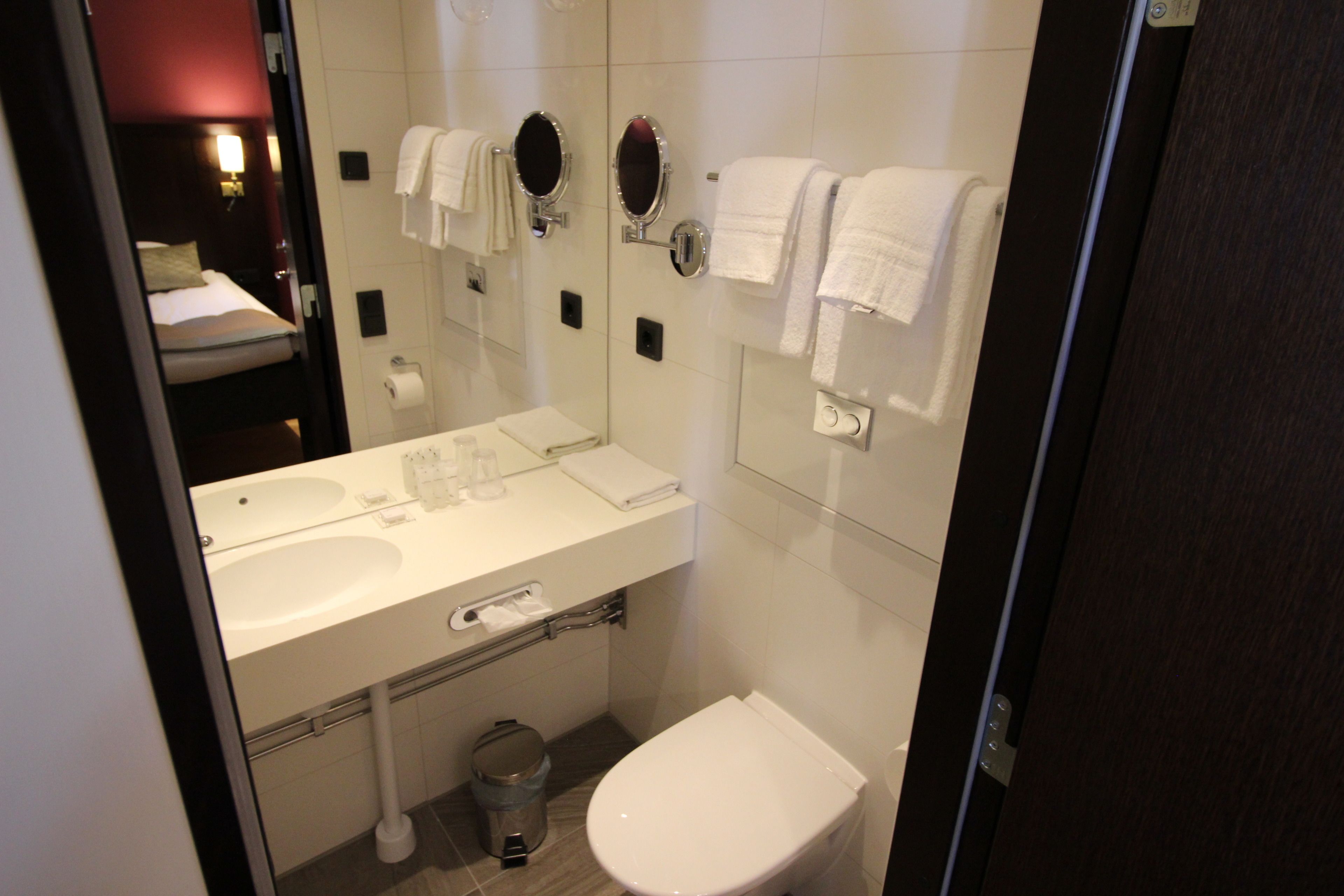 comfort single room - separate building | bathroom | shower, hair dryer, towels