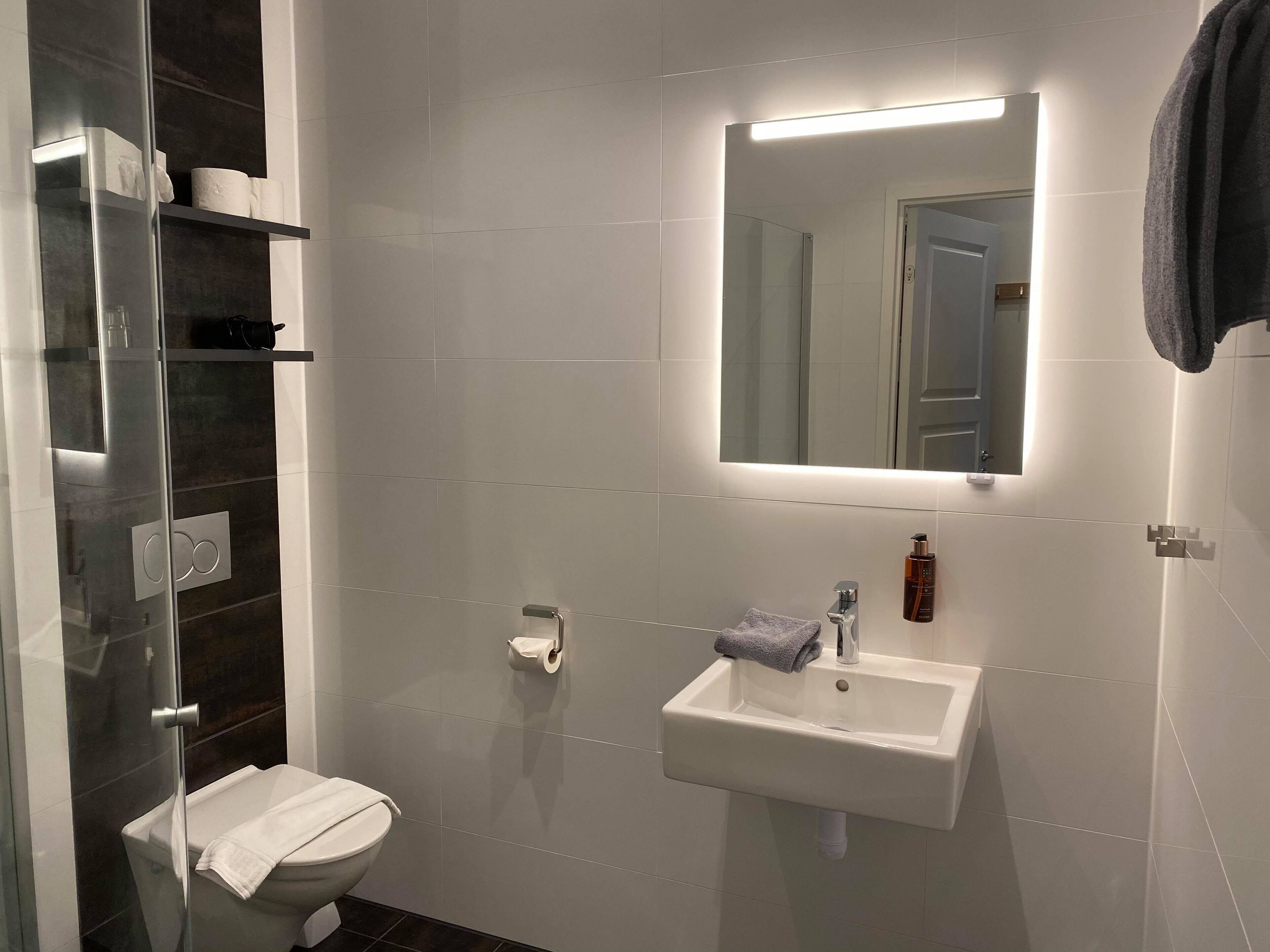 standard room, 2 single beds | bathroom | hair dryer, towels