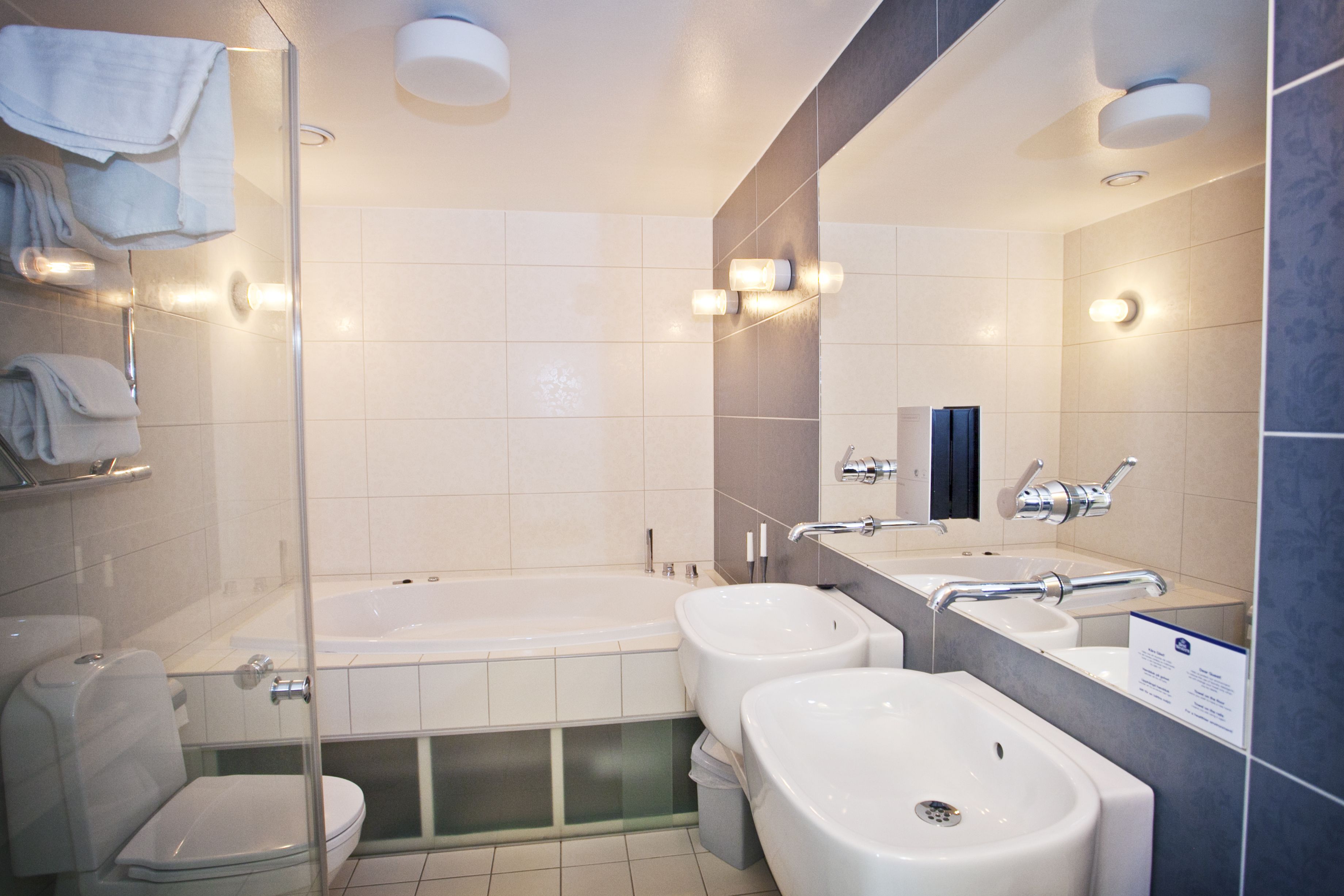 free toiletries, hair dryer, towels, soap