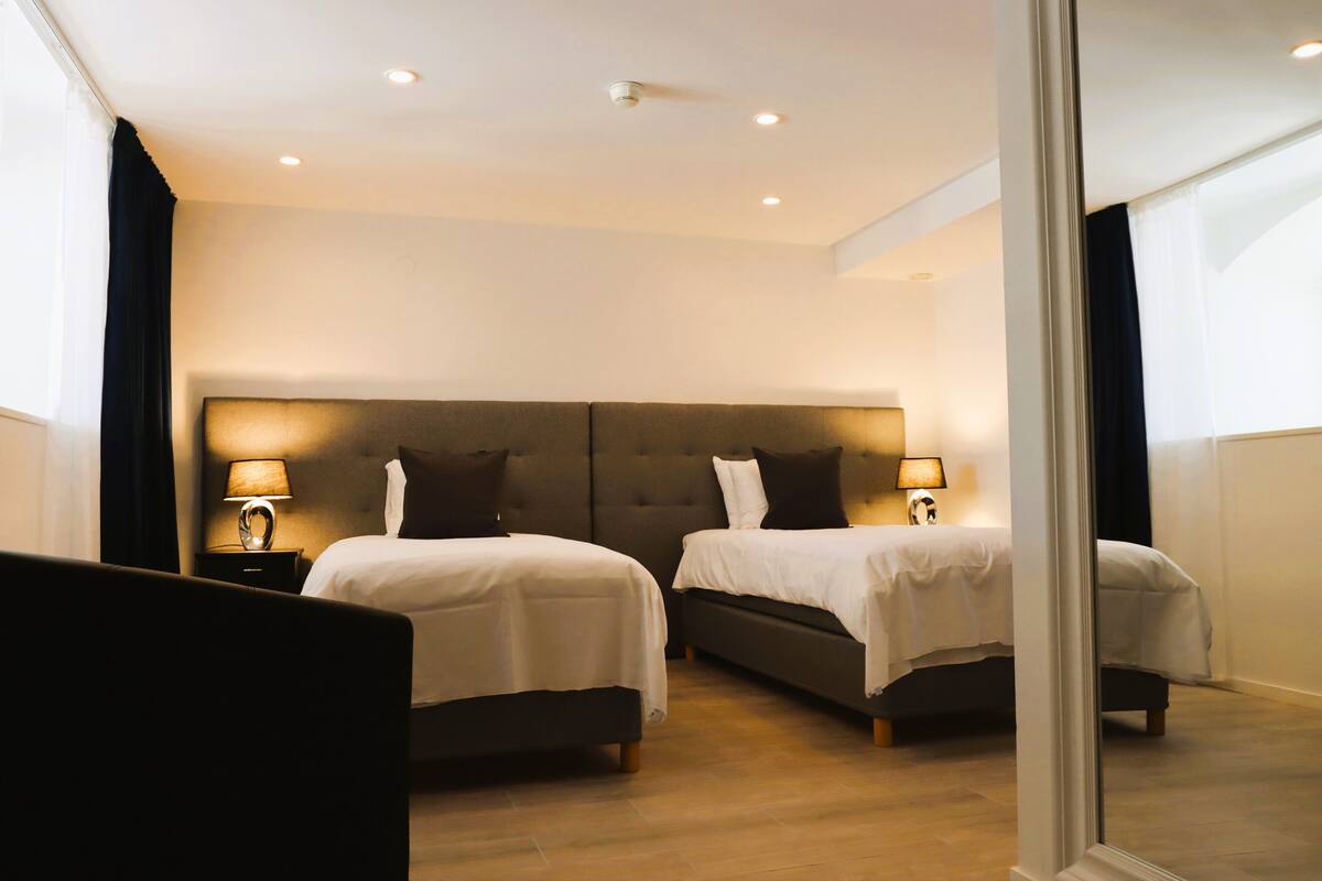 double or twin room | premium bedding, in-room safe, desk, laptop workspace