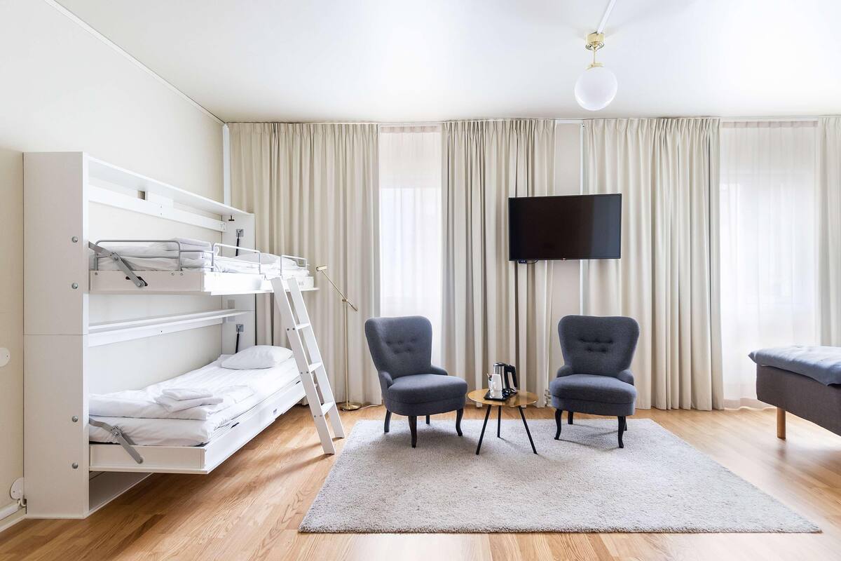 Desk, blackout curtains, iron/ironing board, free WiFi