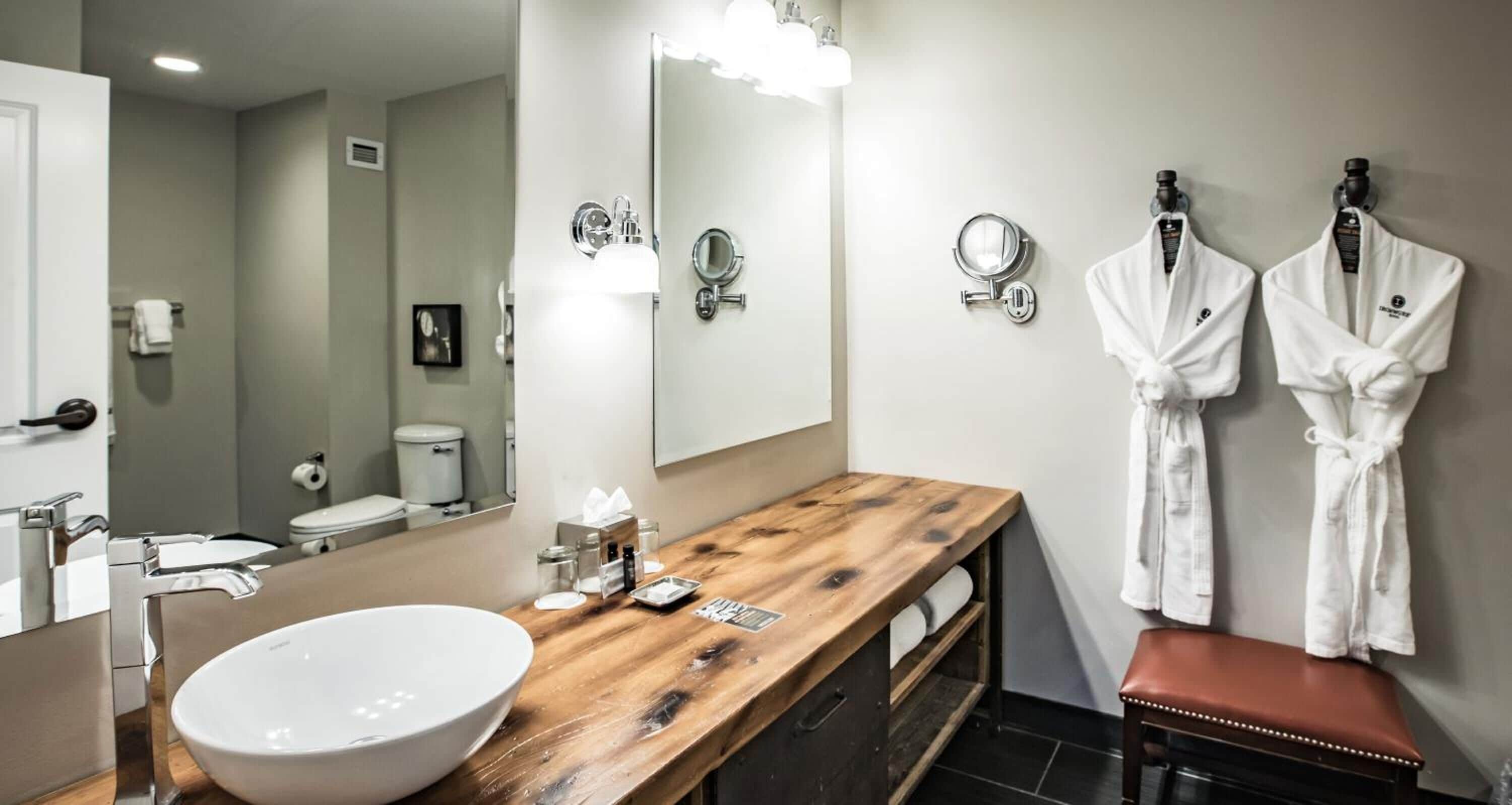 shower, designer toiletries, hair dryer, bathrobes