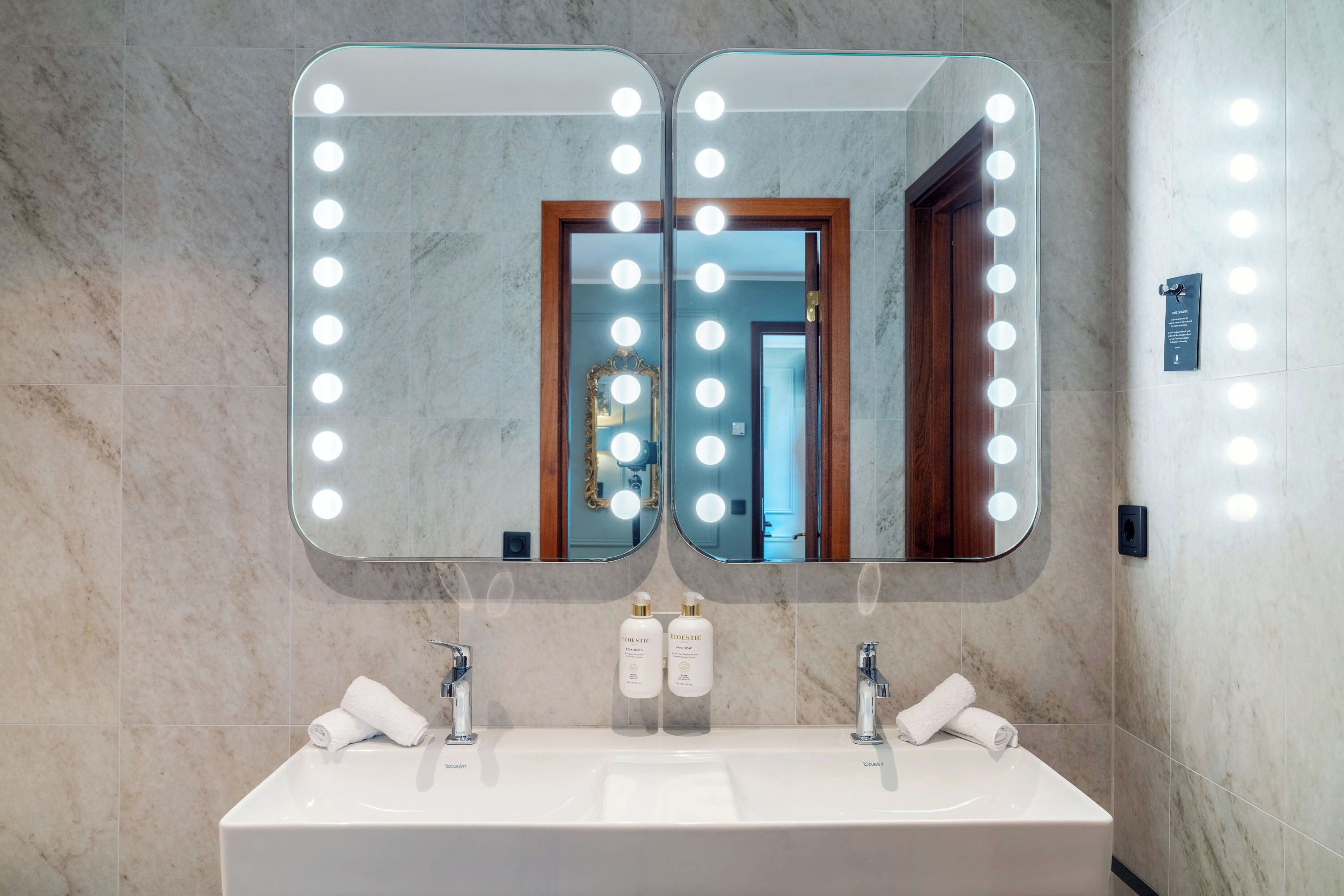 junior suite | bathroom | eco-friendly toiletries, hair dryer, towels, soap