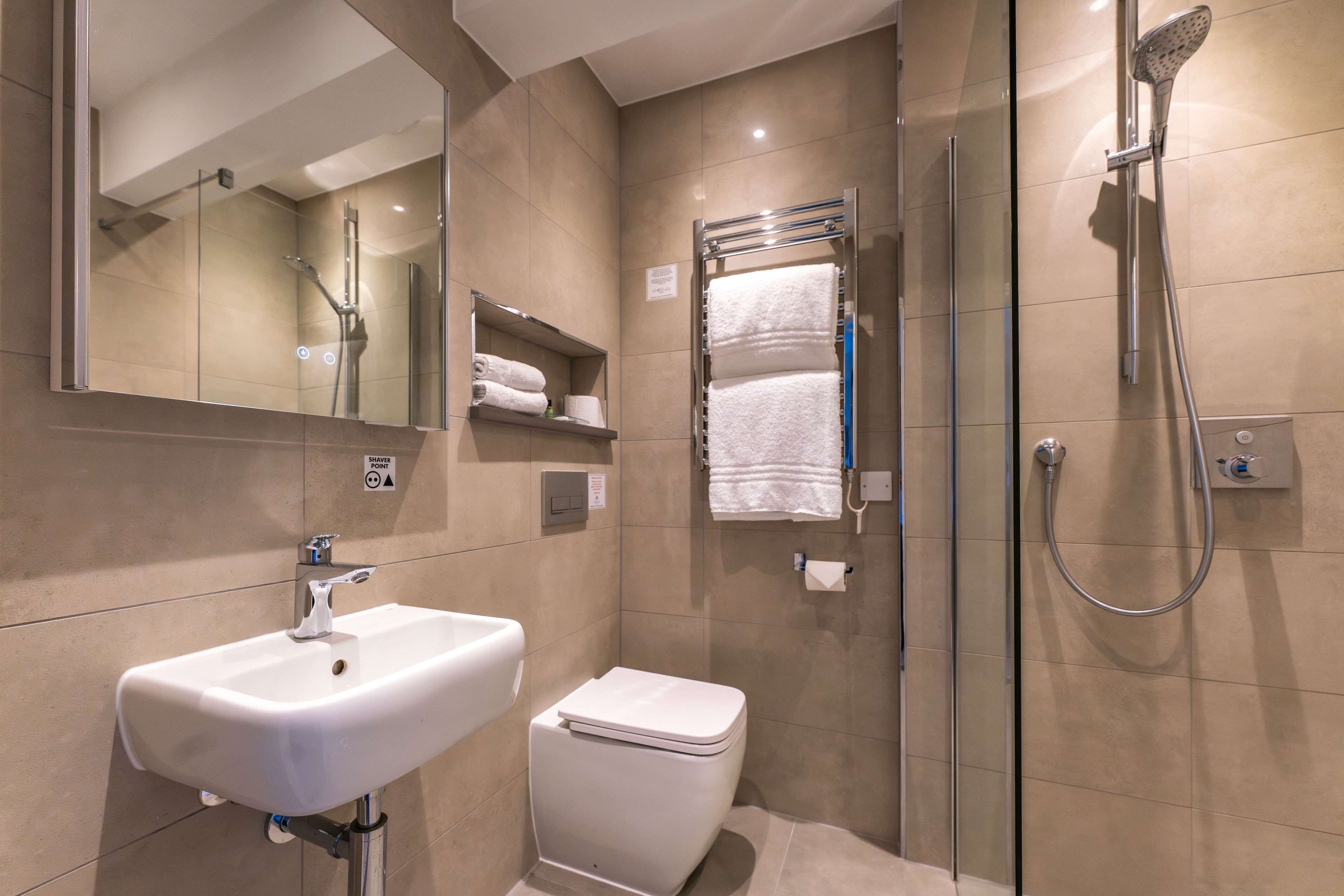 free toiletries, hair dryer, towels