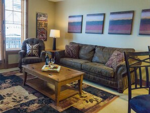 30-inch TV with cable channels, DVD player