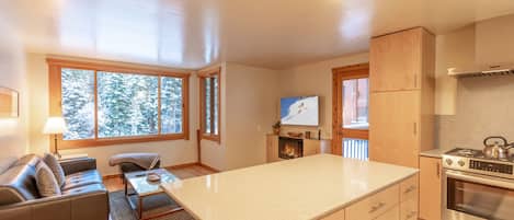 Condo, 1 Bedroom (Ski Trails, Trailside) | Living area | 30-inch TV with cable channels, DVD player