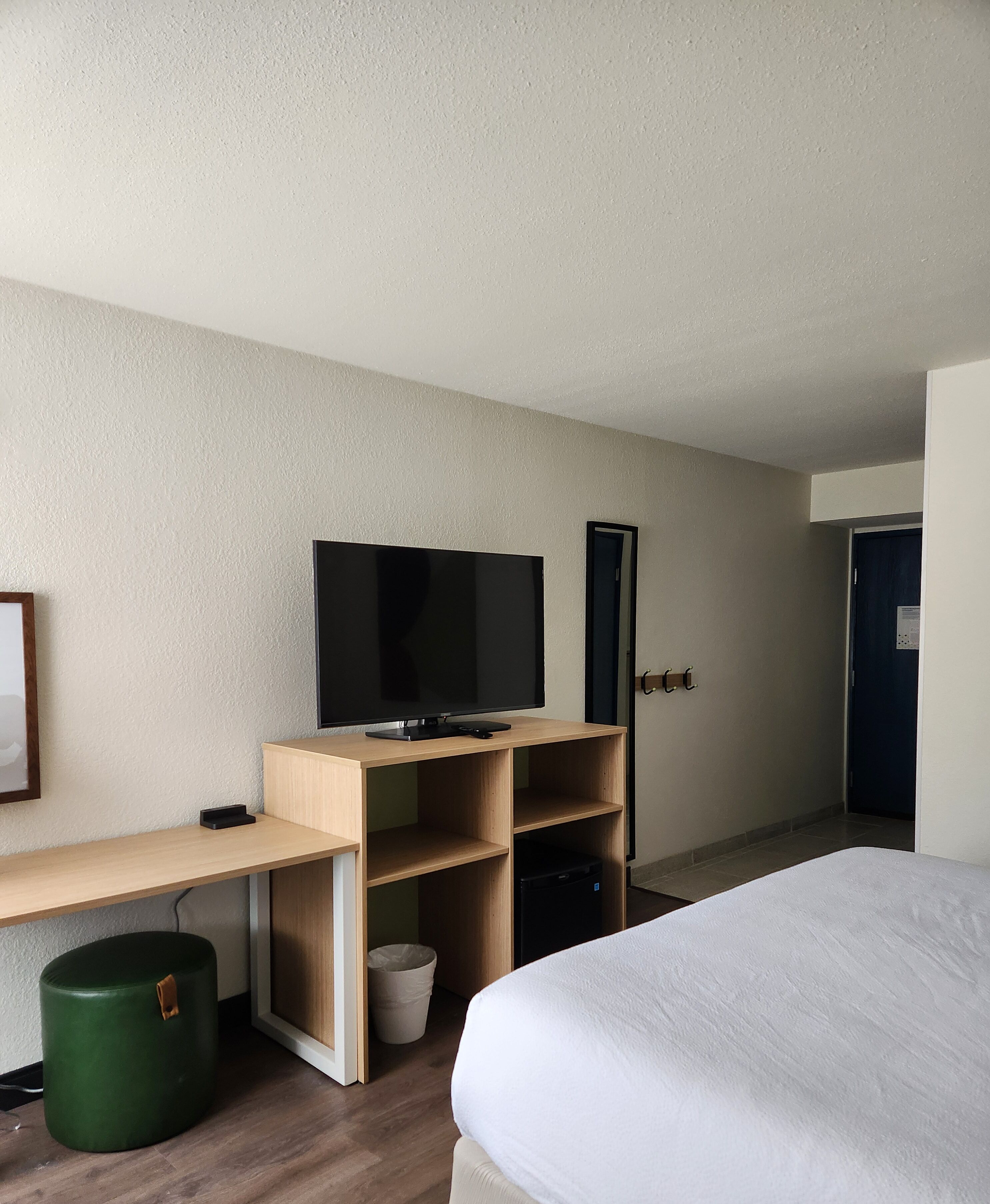 Room, 1 King Bed, Roll-in Shower | Desk, blackout drapes, iron/ironing board, cribs (free)