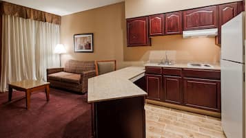 Fridge, microwave, coffee/tea maker