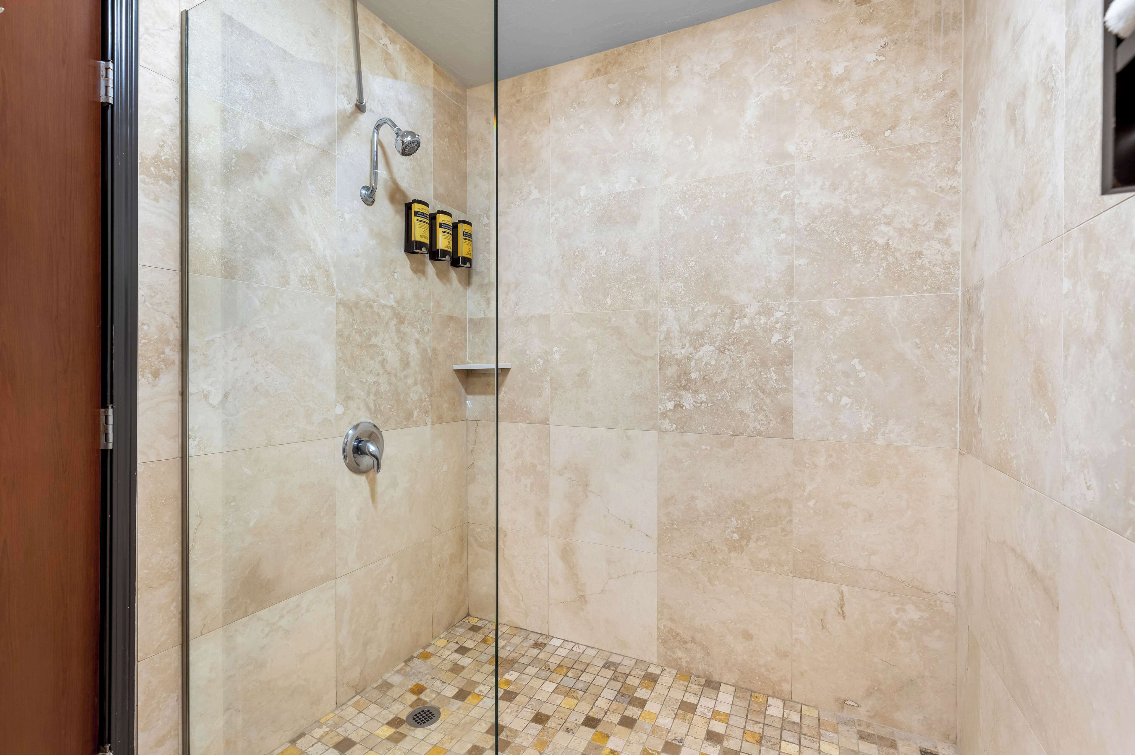 free toiletries, hair dryer, towels, soap