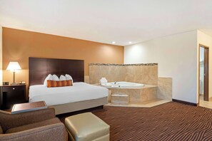 Hypo-allergenic bedding, in-room safe, laptop workspace