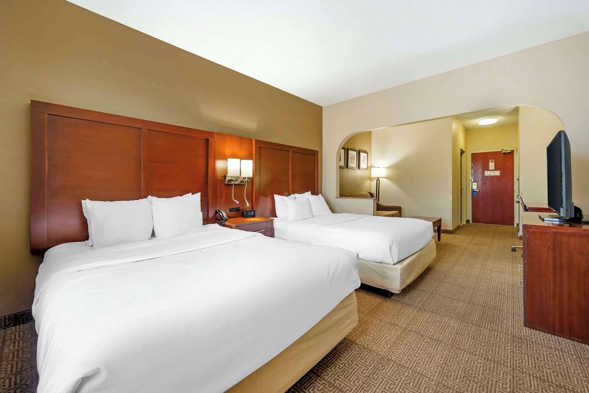 premium bedding, desk, laptop workspace, iron/ironing board