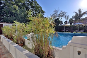 Outdoor pool, pool loungers