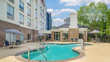 Seasonal outdoor pool, open 8 AM to 10 PM, pool umbrellas, sun loungers
