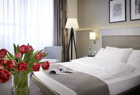 Allergikerbettwaren, Minibar, Schreibtisch, Verdunkelungsvorhänge. Sachsenpark Hotel