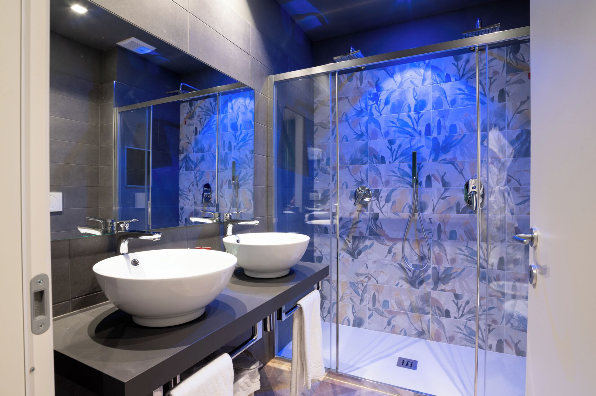 deluxe double room | bathroom | shower, rainfall showerhead, free toiletries, hair dryer