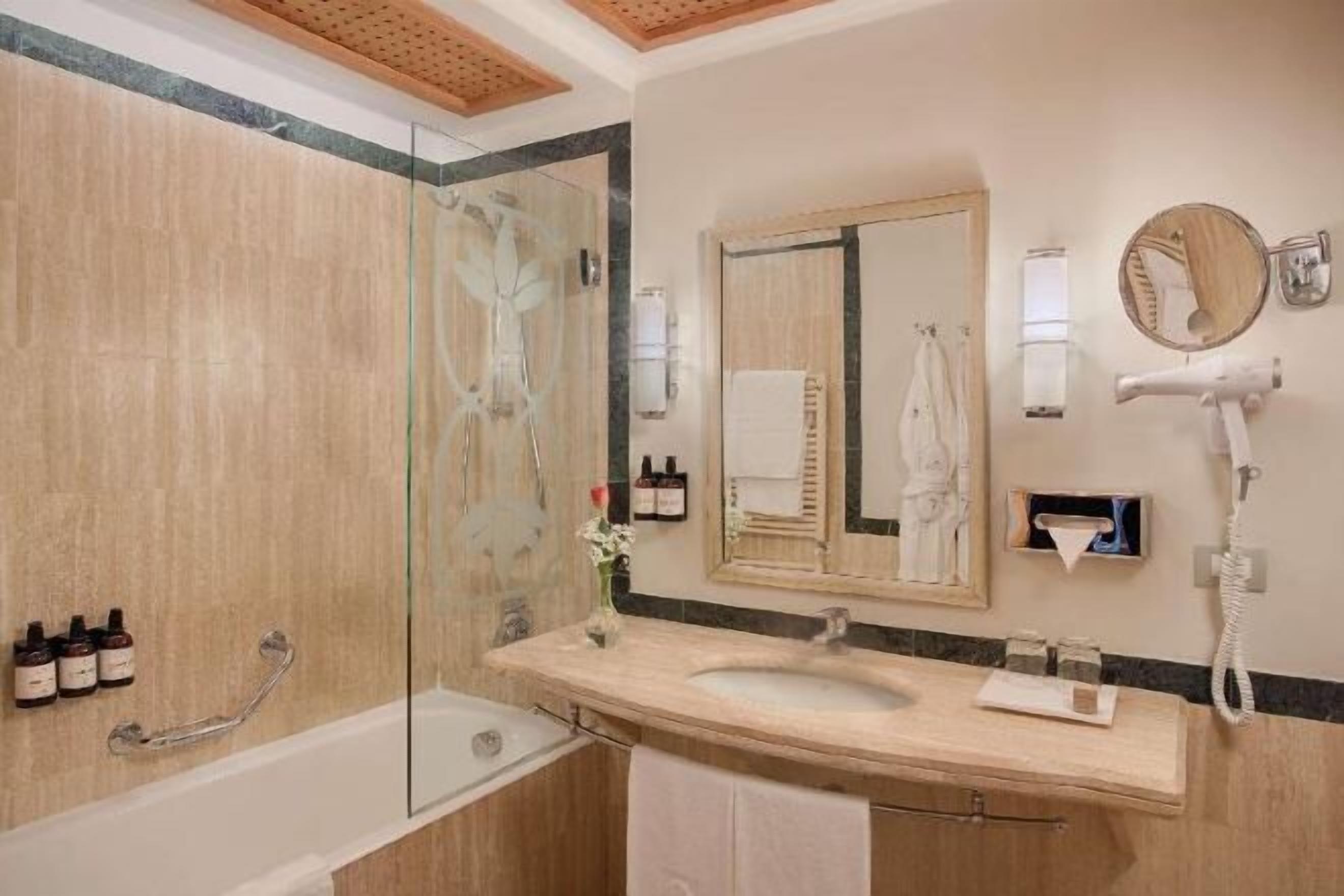 Rainfall showerhead, designer toiletries, hair dryer, bidet