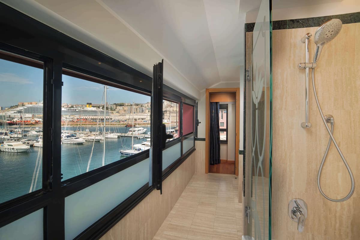 rainfall showerhead, designer toiletries, hair dryer, bidet