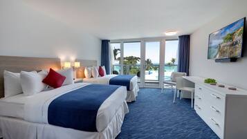 Premium Studio, 2 Double Beds, Lanai | In-room safe, laptop workspace, blackout drapes, iron/ironing board