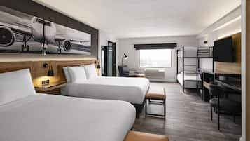 Family Room, Multiple Beds, Non Smoking, Refrigerator | In-room safe, desk, laptop workspace, blackout drapes