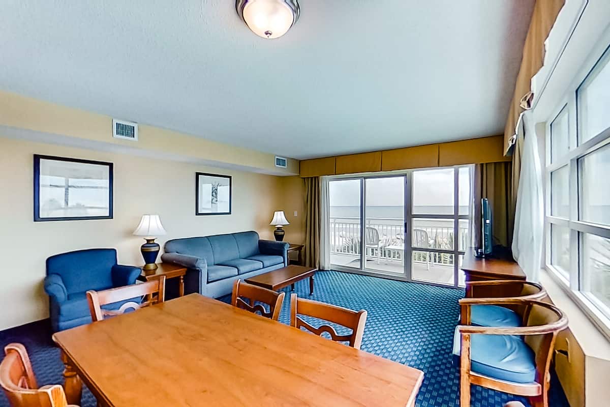 Condo, 2 Bedrooms (Oceanfront) | Living area | Flat-screen TV, DVD player
