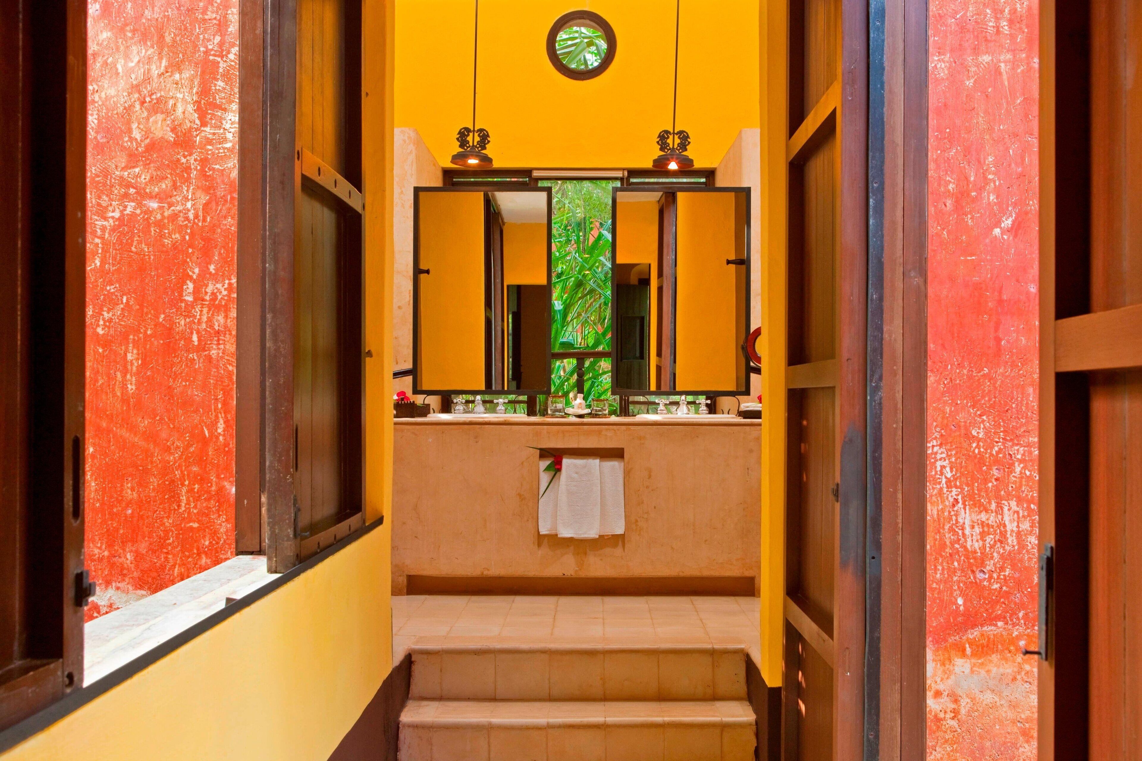 separate bathtub and shower, free toiletries, hair dryer, bathrobes