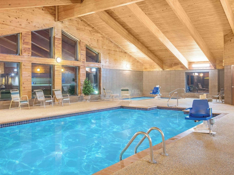 Indoor pool, open 10:00 AM to 10:00 PM, sun loungers