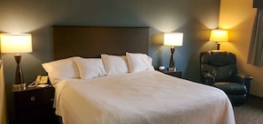 Room, 1 King Bed, Non Smoking | Desk, laptop workspace, blackout curtains, iron/ironing board