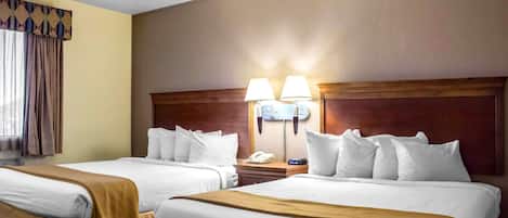 Standard, Two Queen Beds, Non-Smoking | Premium bedding, desk, blackout drapes, iron/ironing board