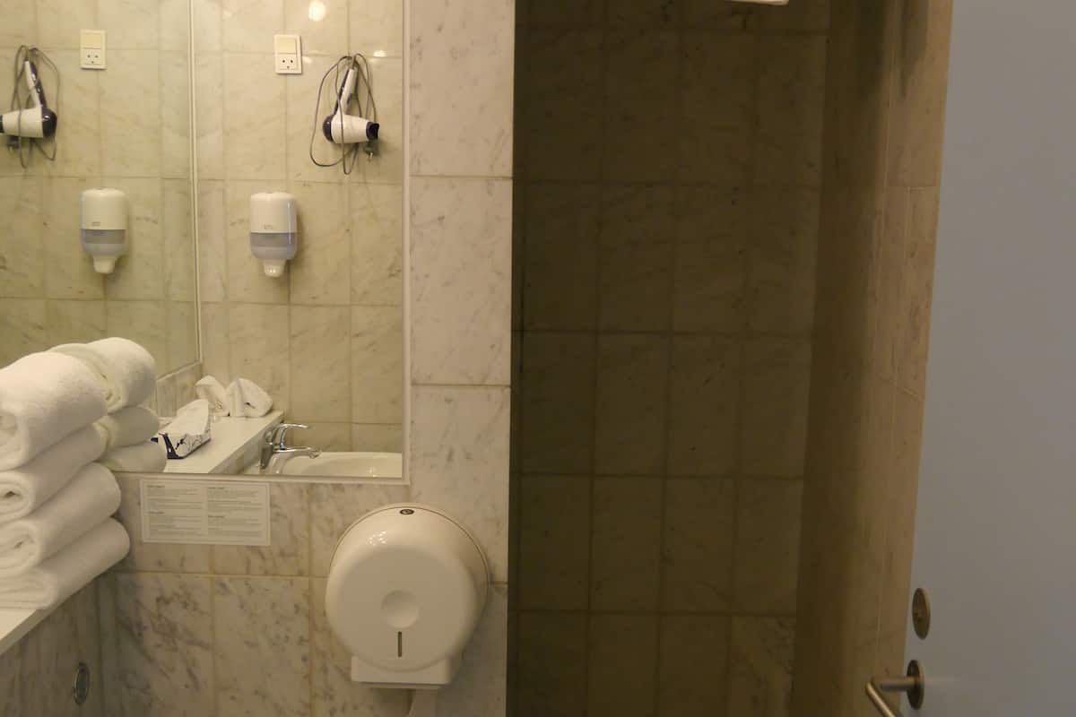 hair dryer, heated floors, towels, soap