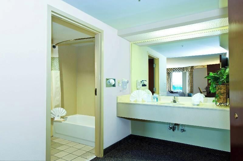 Combined shower/bathtub, free toiletries, hair dryer, towels