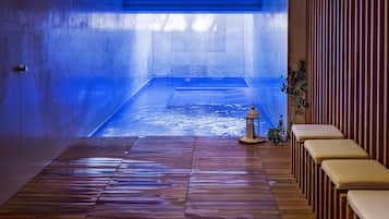 Sauna, steam room, body treatments, sports massages, facials
