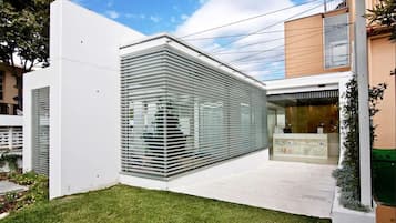 Sauna, steam room, body treatments, sports massages, facials