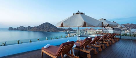 3 outdoor pools, open 7:00 AM to 10:00 PM, free cabanas, pool umbrellas