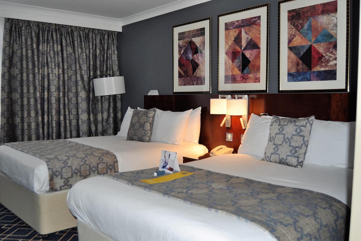 standard room, 2 double beds | 1 bedroom, in-room safe, desk, laptop workspace