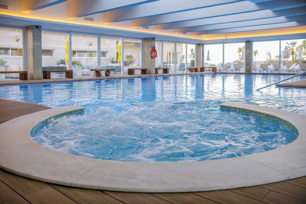 Indoor pool, open 9:00 AM to 9:00 PM, sun loungers