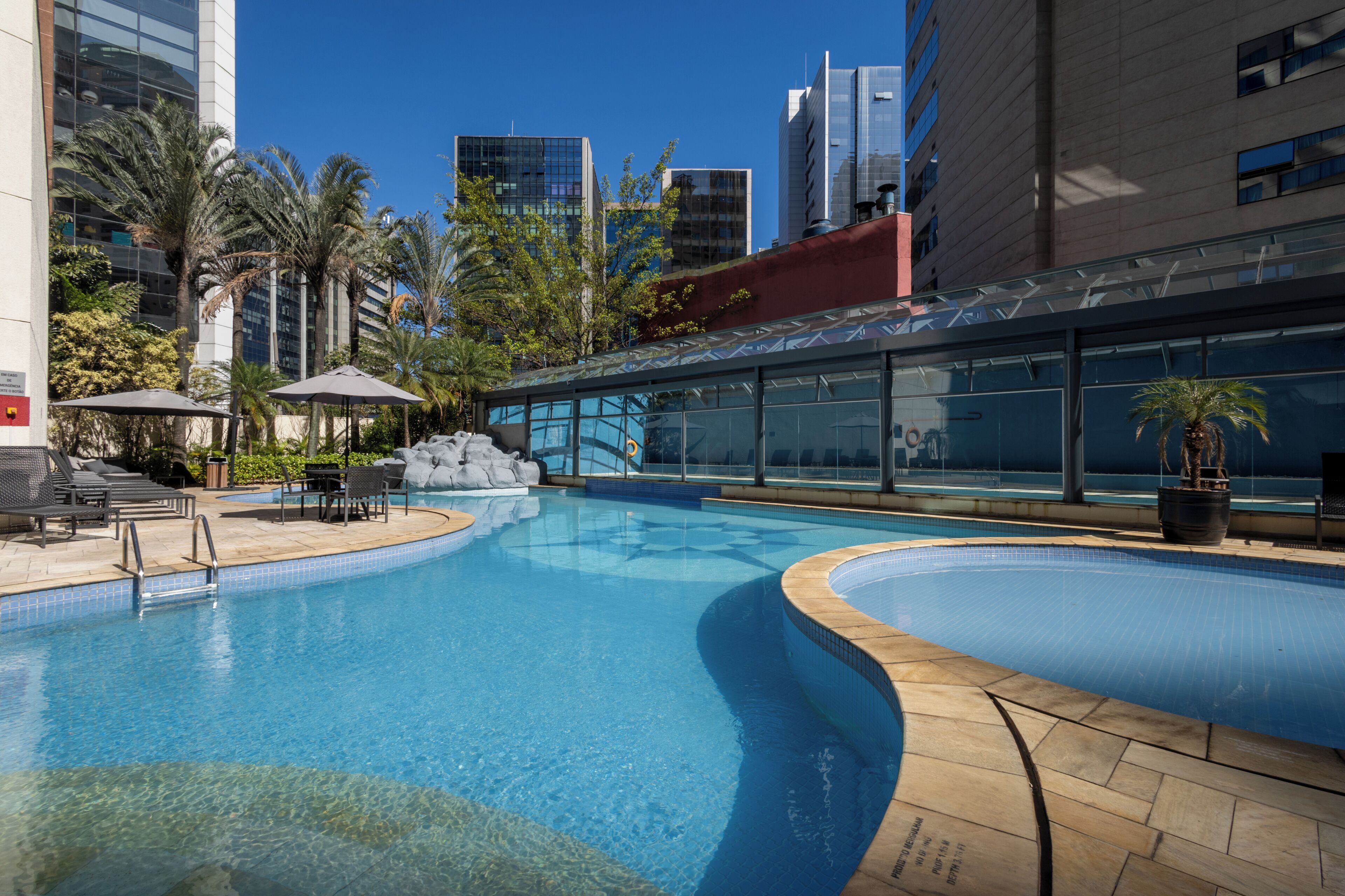 Indoor pool, outdoor pool, sun loungers