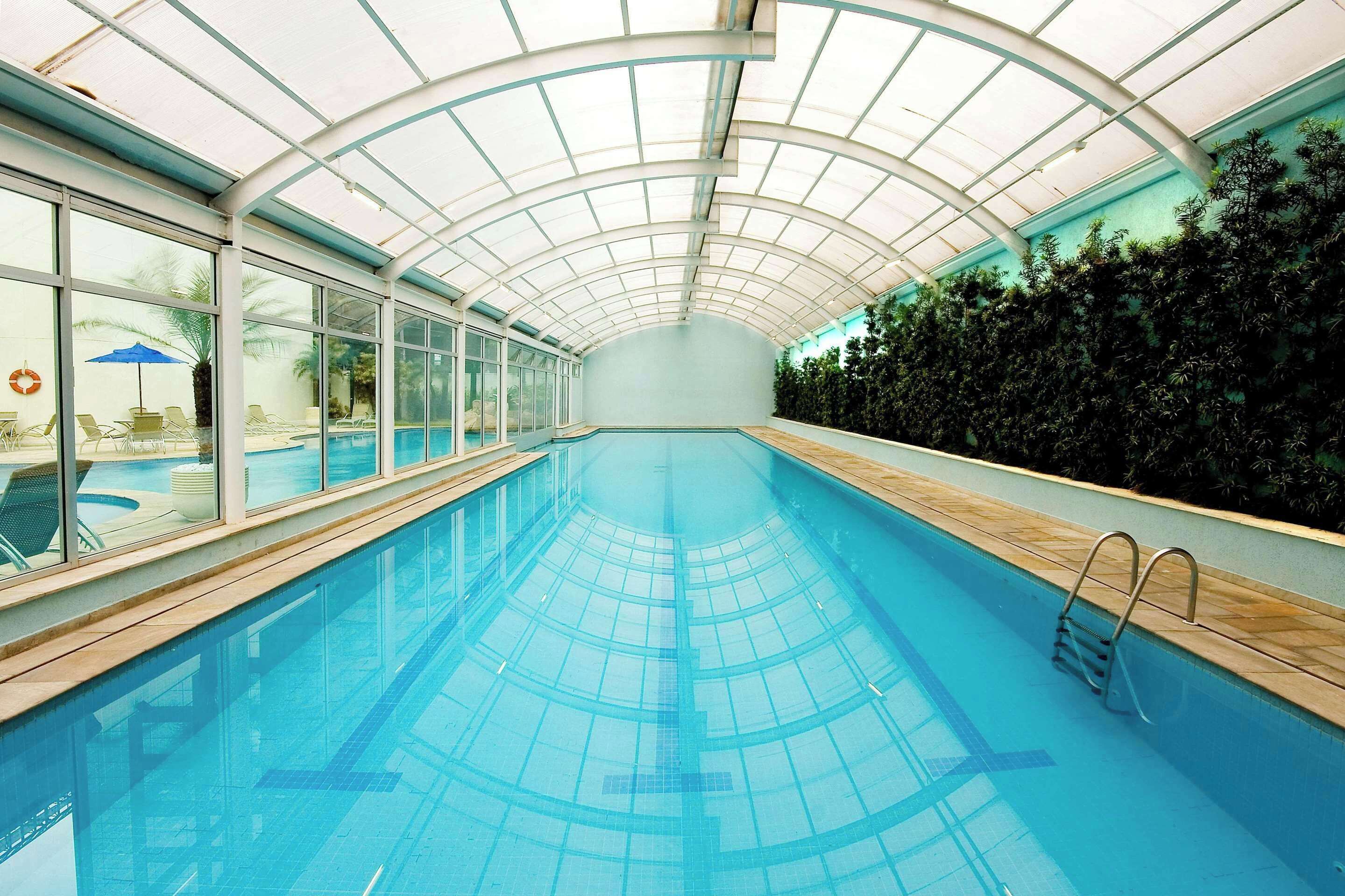 indoor pool, outdoor pool, pool loungers