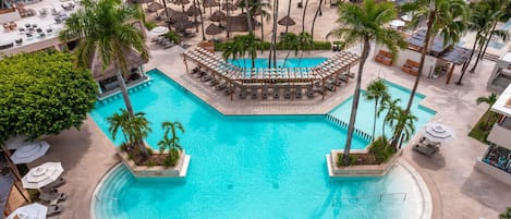 2 outdoor pools, free cabanas, pool umbrellas