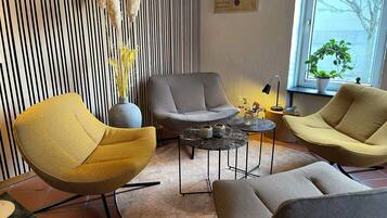 22-inch flat-screen TV with cable channels, TV