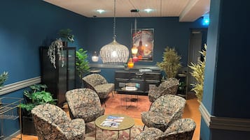 22-inch flat-screen TV with cable channels, TV