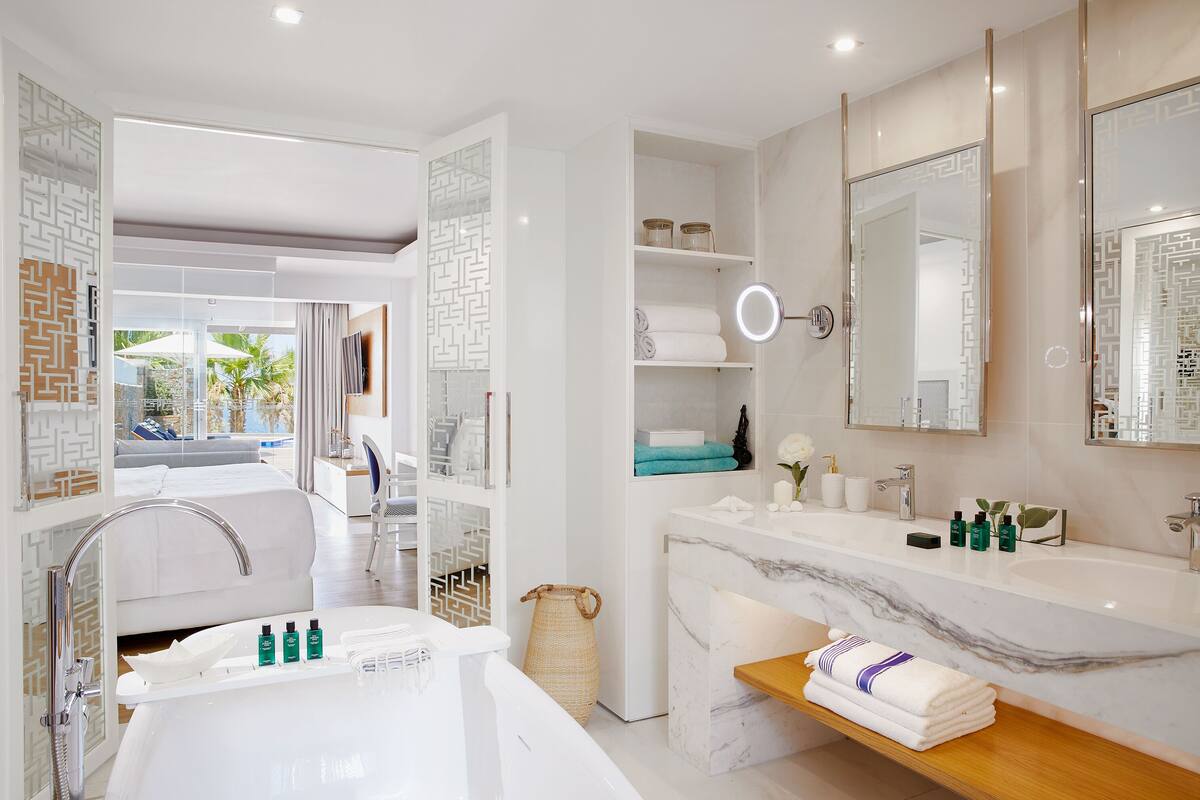 free toiletries, hair dryer, bathrobes, slippers