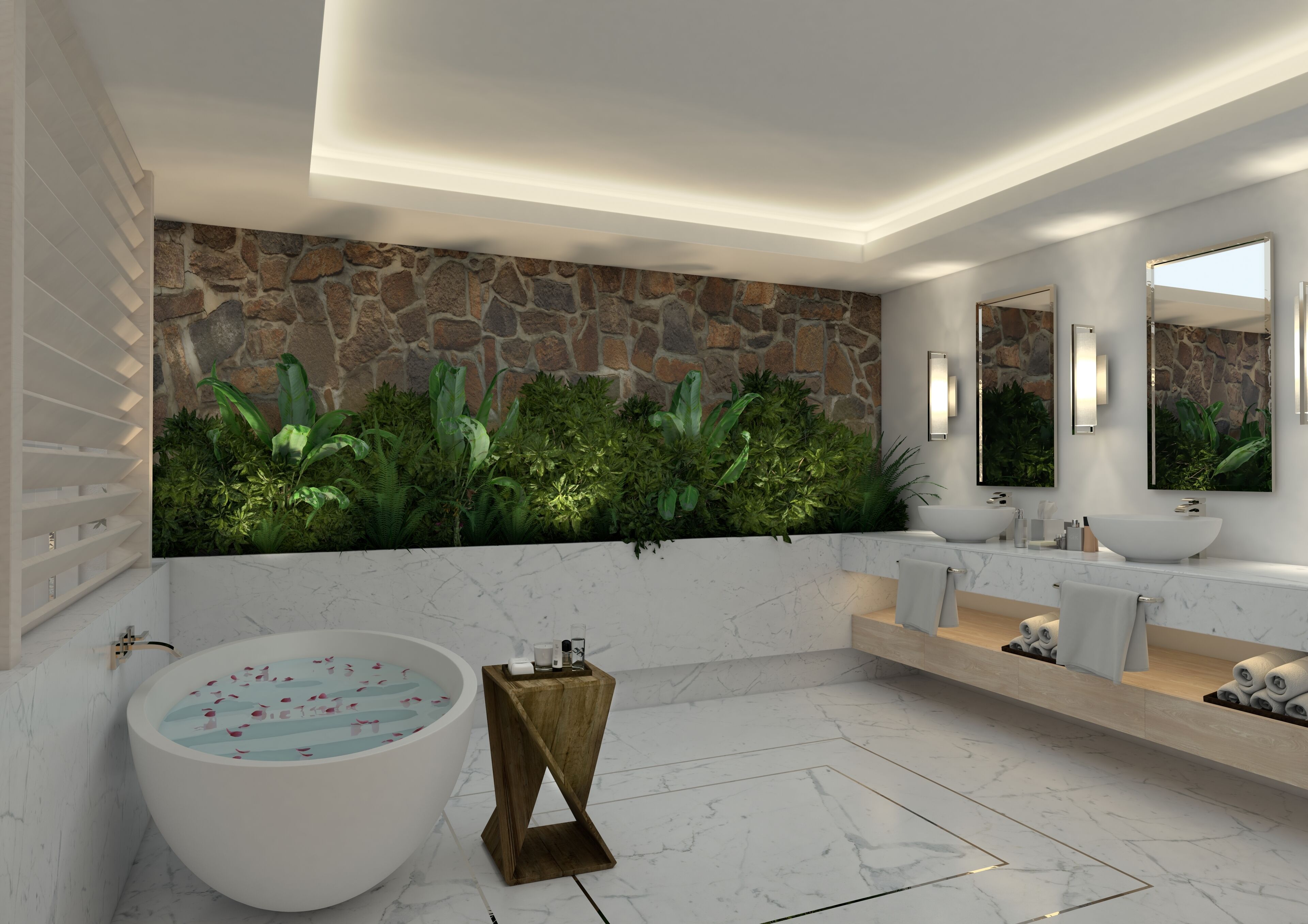 two bedroom beachfront royal villa with private pool and hot tub | bathroom | free toiletries, hair dryer, bathrobes, slippers