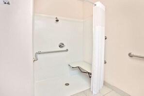 Combined shower/bathtub, free toiletries, hair dryer, towels