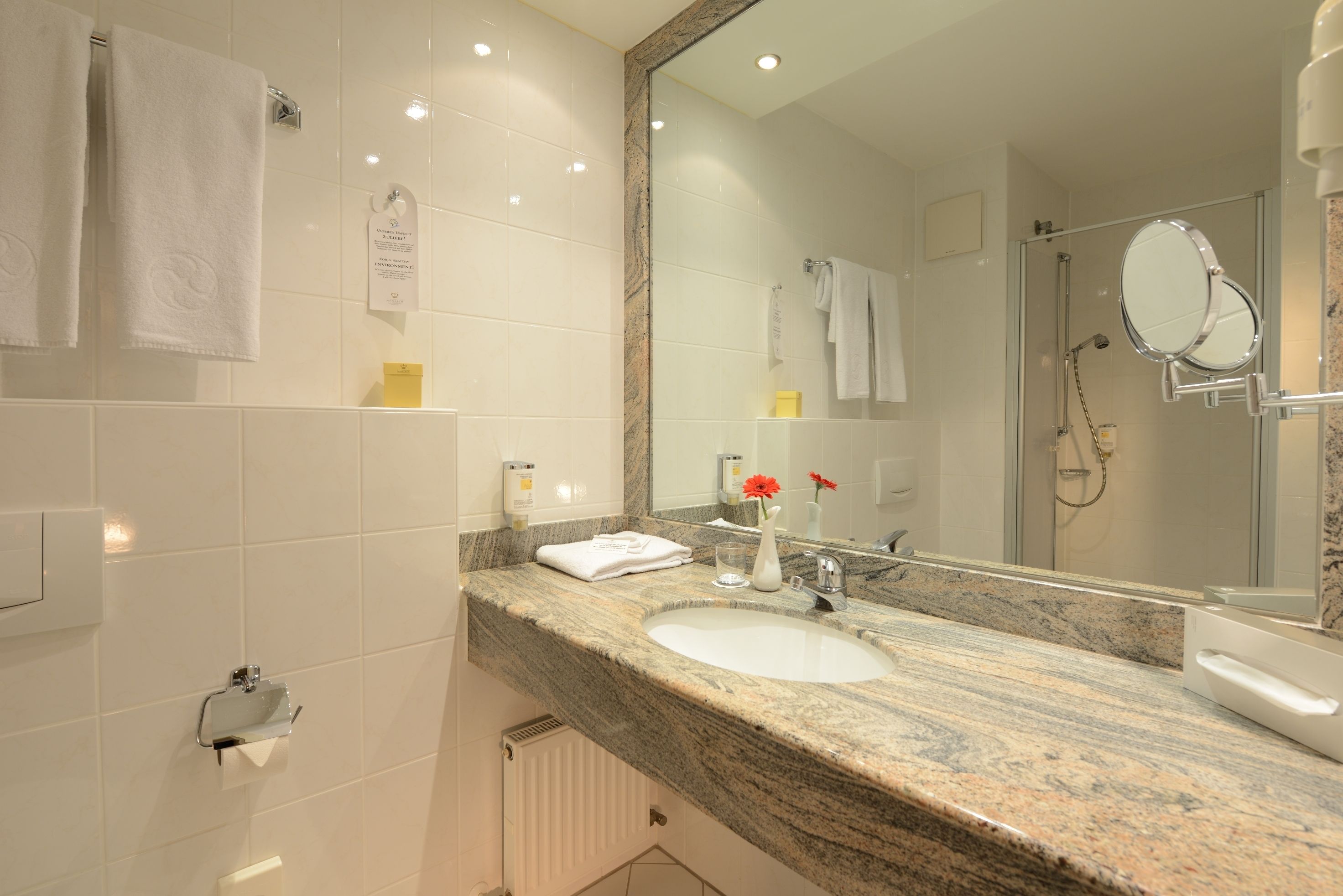 comfort single room | bathroom | bathtub, hair dryer, towels, soap