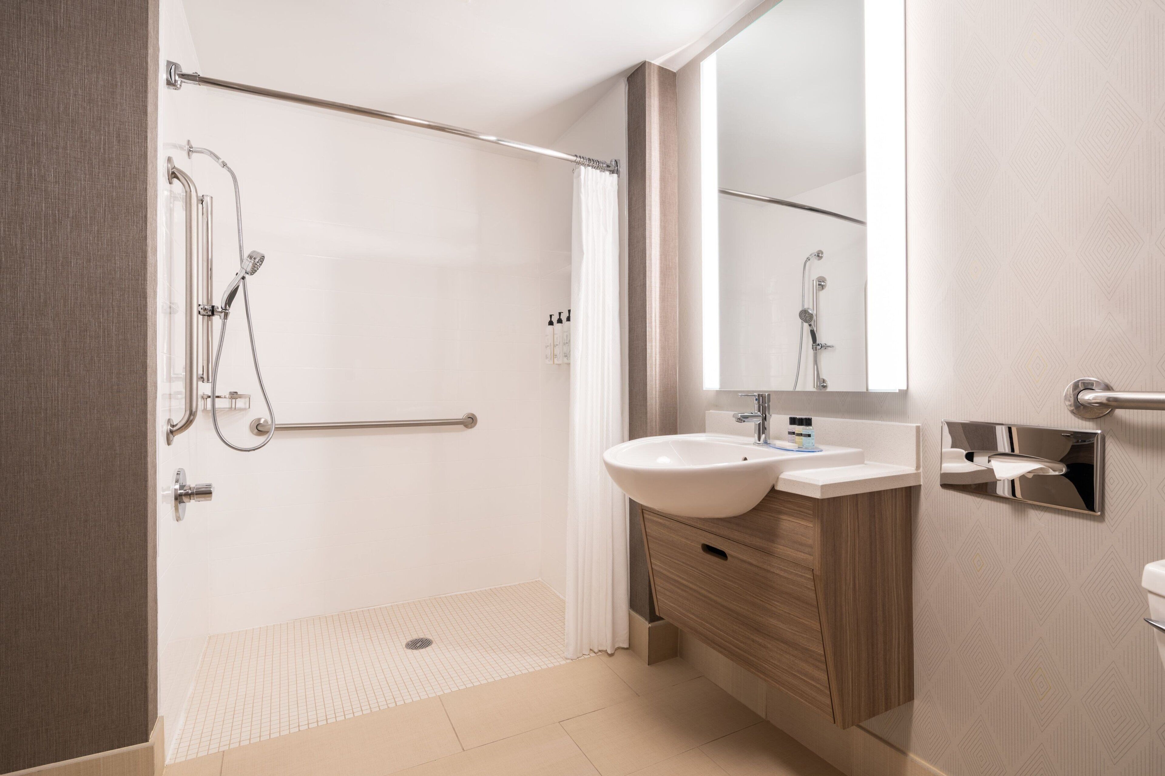 free toiletries, hair dryer, towels